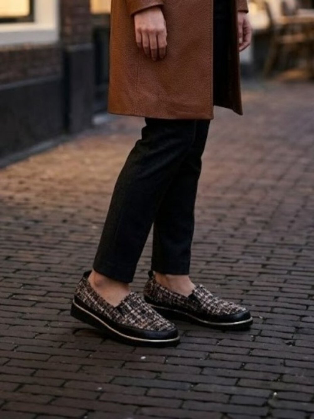 Ron White Sha-Nell Women's Mulicolor Tweed Fabric with Elastic Goring Loafers